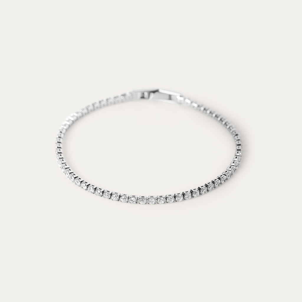 Tenisia Tiny CZ Bracelet (Silver Brass)